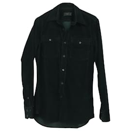 Prada-Prada Corduroy Button Down Shirt in Green Cotton-Green