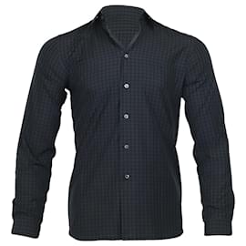 Prada-Camisa de botão xadrez Prada em algodão azul-Azul