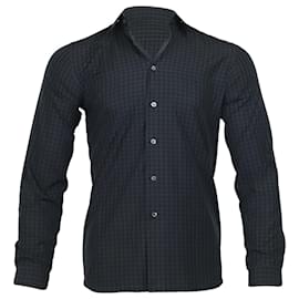 Prada Kariertes Button-Down-Hemd aus blauer Baumwolle Blau