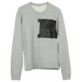 Valentino-Valentino Leather Pocket Sweatshirt in Grey Neoprene-Grey
