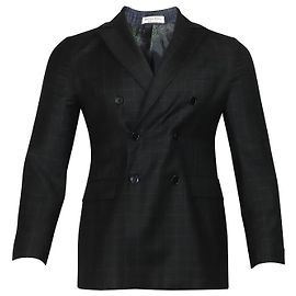 Bottega Veneta Blazer xadrez com busto forrado em lã preta Preto