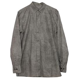 Bottega Veneta-Bottega Veneta Camisa de botão com estampa pontilhada em algodão cinza-Cinza