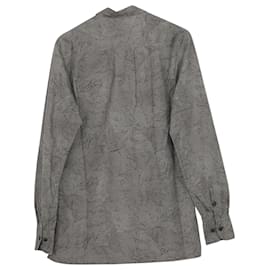 Bottega Veneta-Bottega Veneta Camisa de botão com estampa pontilhada em algodão cinza-Cinza