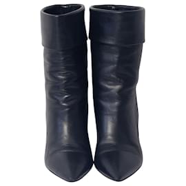 Saint Laurent-Saint Laurent Silver Monogram Niki Booties in Black Leather-Black