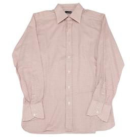 Tom Ford-Camicia abbottonata a quadretti Tom Ford in cotone rosa-Rosa