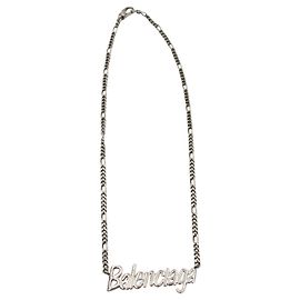 Balenciaga Typo Halskette aus silberfarbenem Messing Silber