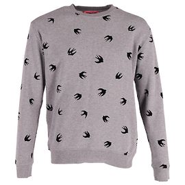 MCQ by Alexander McQueen Pull ras du cou floqué Swallow en coton gris Gris