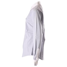 Balenciaga-Camicia Balenciaga a quadri a maniche lunghe con bottoni sul davanti in cotone blu e bianco-Multicolore