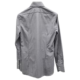 Tom Ford-Tom Ford Check Button Up Shirt in Blue Cotton-Blue