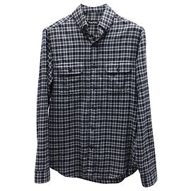 Tom Ford Flannel Button Up Shirt in Dark Grey Cotton Grey