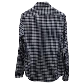 Tom Ford-Tom Ford Flannel Button Up Shirt in Dark Grey Cotton-Grey