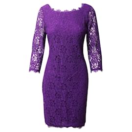 Diane Von Furstenberg-Diane Von Furstenberg Lace Dress in Purple Viscose-Purple