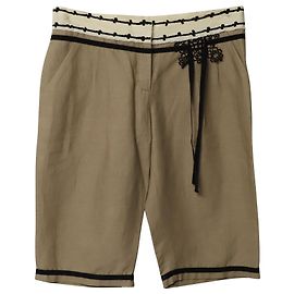 Bermuda Alberta Ferretti em Linho Bege Marrom Bege