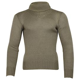 Gucci-Gucci suéter gola alta de tricô em lã cinza-Cinza