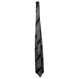 Balmain-Balmain Striped Necktie in Multicolor Silk-Other,Python print