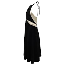 Proenza Schouler-Vestido a media pierna de crepé con cuello halter en triacetato negro de Proenza Schouler-Negro