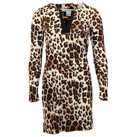 Diane Von Furstenberg-Diane Von Furstenberg Kleid mit Leopardenmuster aus brauner Seide-Braun