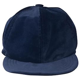 Lanvin-Lanvin Classic Velvet Baseball Cap in Navy Blue Cotton -Navy blue