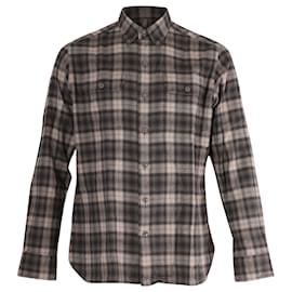 Tom Ford-Tom Ford Checked Print Long Sleeve Button Front Shirt in Multicolor Cotton -Other