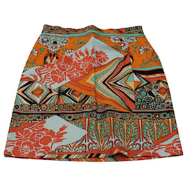 Msgm-MSGM Floral-printed Mini Pencil Skirt in Orange Cotton-Other