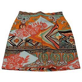MSGM Mini-jupe crayon à imprimé fleuri en coton orange Autre