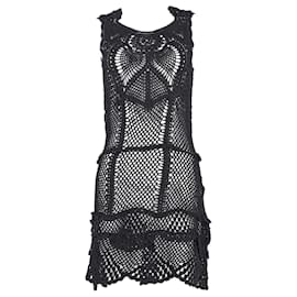 Dolce & Gabbana-Dolce and Gabbana Crochet Mini Dress in Black Cotton-Black