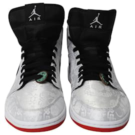 Nike-Edison Chen x Air Jordan 1 CLOT Mid "Fearless" en Toile Blanche-Blanc