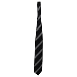 Ermenegildo Zegna-Ermenegildo Zegna Striped Necktie in Navy Blue Silk-Blue,Navy blue