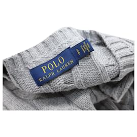 Polo Ralph Lauren-Suéter polo Ralph Lauren de malha trançada em algodão cinza-Cinza