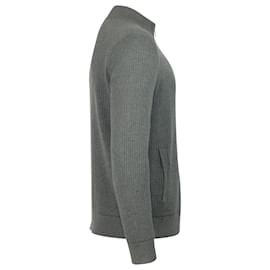 Theory-Theory Zip-Up Sweater in Grey Merino Wool-Grey