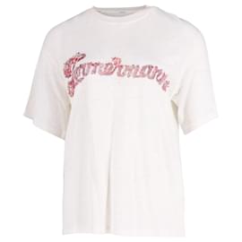 Zimmermann-Zimmerman Logo T-Shirt in Cream Linen-White,Cream