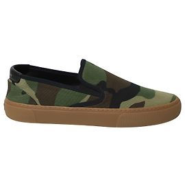 Tênis sem cadarço Saint Laurent Venice em lona camuflada e couro Multicor
