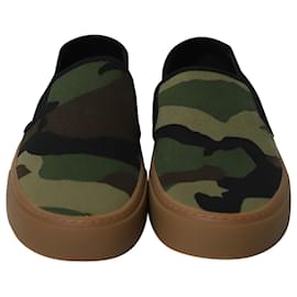 Saint Laurent-Saint Laurent Venice Slip-On Sneakers in Camouflage Canvas and Leather-Multiple colors
