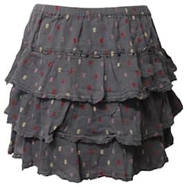 Zadig & Voltaire-Minifalda de algodón gris con volantes deshilachados a capas de Zadig & Voltaire-Gris