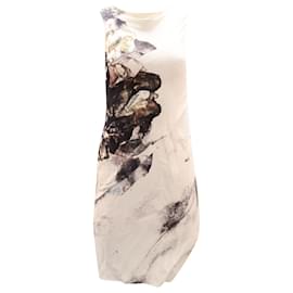 Helmut Lang-Helmut Lang Drapiertes Kleid mit Carrion-Print aus weißer Viskose-Weiß