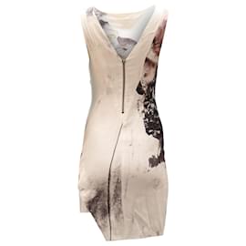 Helmut Lang-Helmut Lang Drapiertes Kleid mit Carrion-Print aus weißer Viskose-Weiß