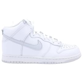 Nike-Zapatillas Nike Dunk High Top en cuero blanco puro platino-Blanco