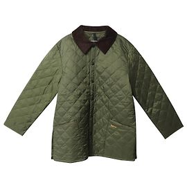 Barbour Suede Collar Diamond Quilted Jacket in Moss Green Nylon Polyamide Green