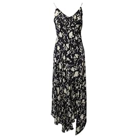 Polo Ralph Lauren-Polo by Ralph Lauren Spaghetti-strap Floral-print Maxi Day Dress in Black Mulberry Silk-Other