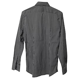 Prada-Prada Pinstripe Long-Sleeve Shirt in Grey Cotton-Grey