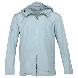 Jil Sander Hooded Windbreaker Jacket in Light Blue Polyester Blue Light blue