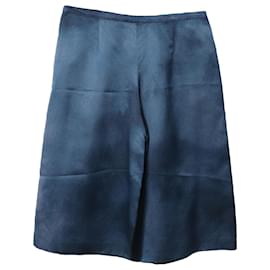 Miu Miu-Miu Miu Rose Print Wide Cut Bermuda Shorts in Blue Silk-Blue