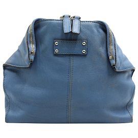 Alexander McQueen De Manta Clutch Bag in Blue Leather Blue