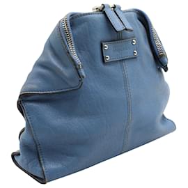 Alexander Mcqueen-Alexander McQueen De Manta Clutch Bag in Blue Leather-Blue
