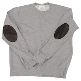 Maison Martin Margiela-Maison Martin Margiela Crewneck Sweater with Elbow patches in Grey Wool-Grey