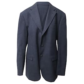 Loro Piana-Loro Piana Buttoned Blazer Jacket in Blue Cotton-Blue