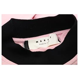 Marni-Marni T-shirt en jersey avec col côtelé noir en coton rose-Rose