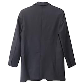 Marc by Marc Jacobs-Co Blazer long à fines rayures et boutonnage simple en laine noire-Noir