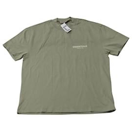 Fear of God-Camiseta de manga corta en algodón verde con logotipo de Fear of God de Essentials-Verde,Verde oliva