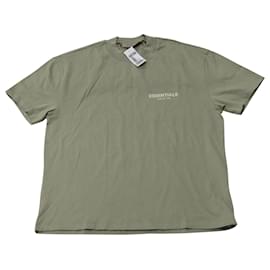 Fear of God-Essentials Fear of God Logo-Flocked Short-Sleeve T-Shirt in Green Cotton-Green,Olive green